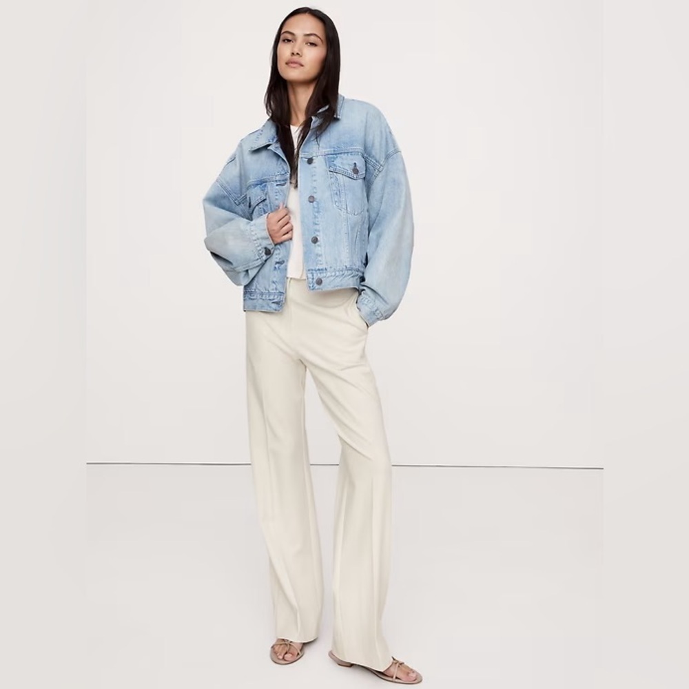 Banana Republic Cream Straight-Leg Pants